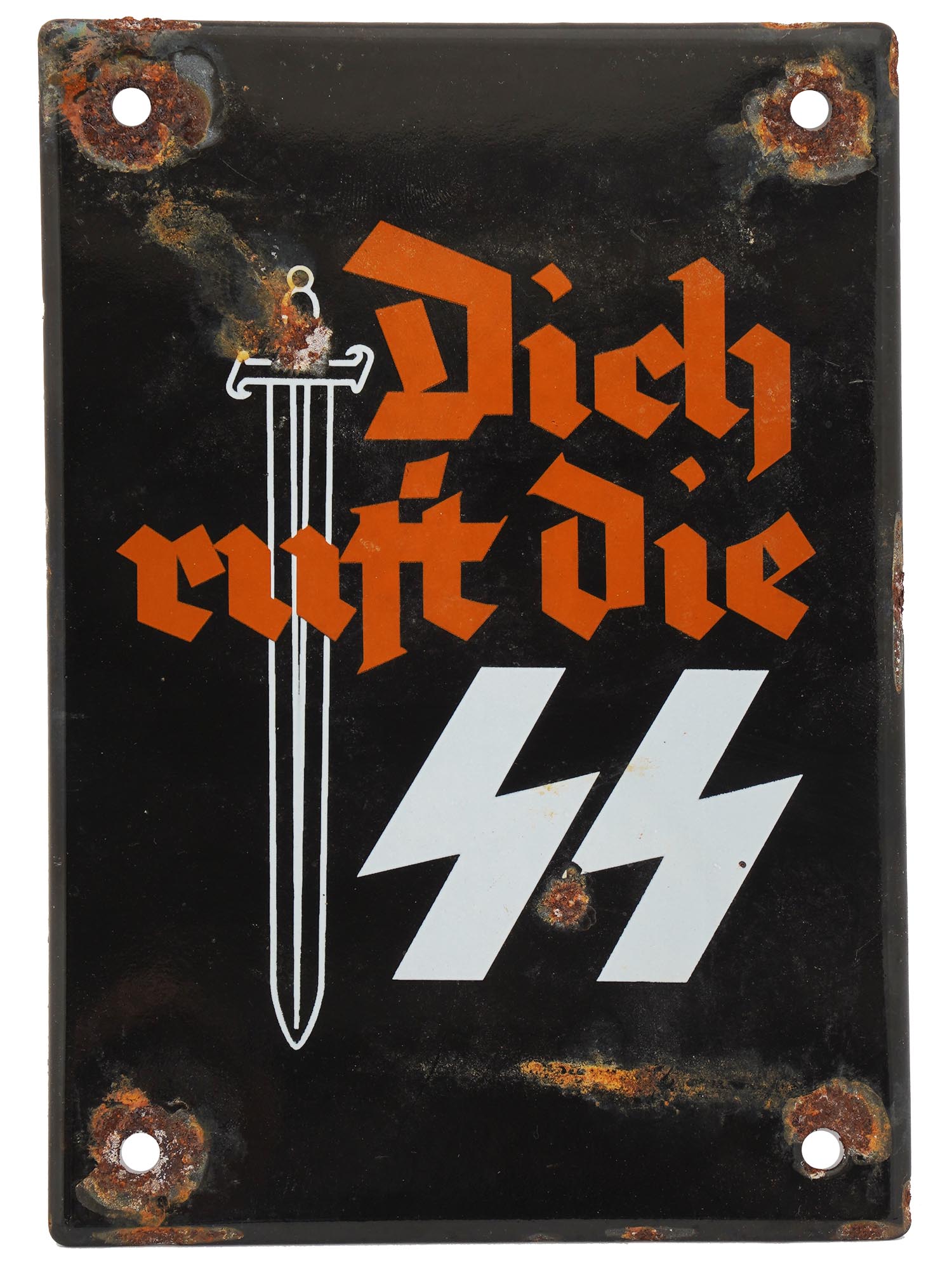 NAZI GERMAN WWII WAFFEN SS METAL STREET SIGN PIC-0